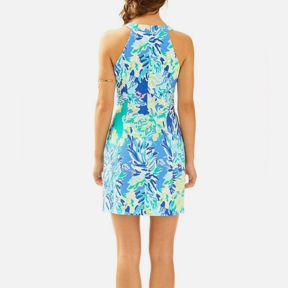 Lilly Pulitzer Shift Dress Pearl Brilliant Blue Wade And Sea SZ 10 Summer Wear - Picture 11 of 11